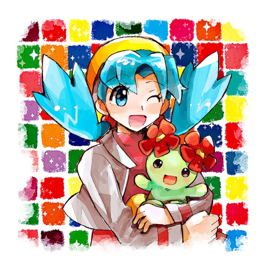 kris and bellossom (pokemon and 1 more) drawn by anidler91
