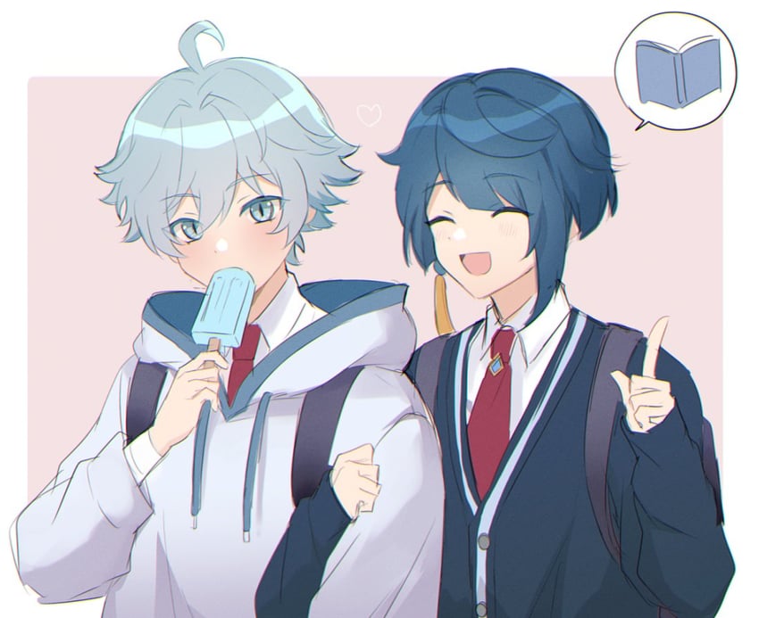 xingqiu and chongyun (genshin impact and 1 more) drawn by ari_(bleum)