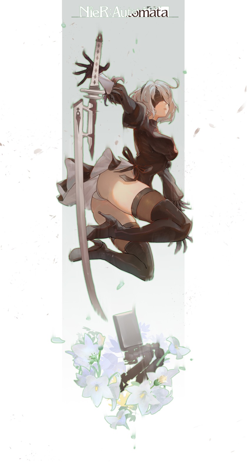 2b and pod (nier and 1 more) drawn by zhudouzi