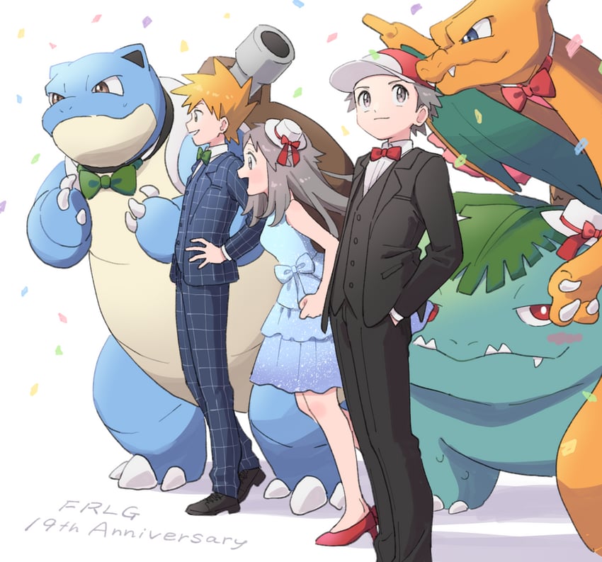 red, blue oak, charizard, leaf, venusaur, and 1 more (pokemon and 1 more) drawn by pumpkinpan