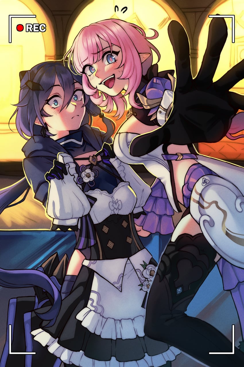 elysia and fu hua (honkai and 1 more) drawn by catsanie