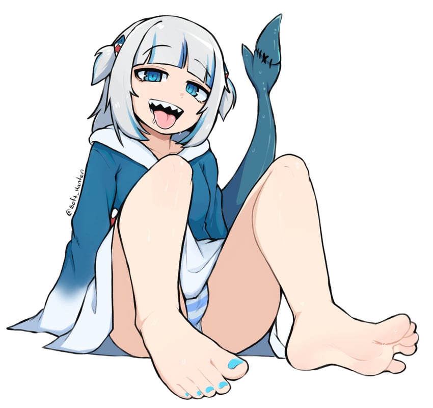 gawr gura (hololive and 1 more) drawn by softhanten