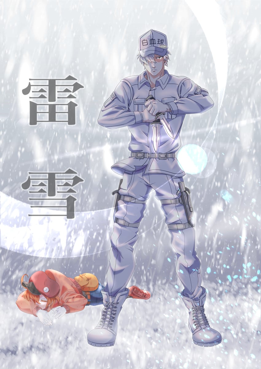 white blood cell, red blood cell, ae-3803, and u-1146 (hataraku saibou) drawn by ujo_rai