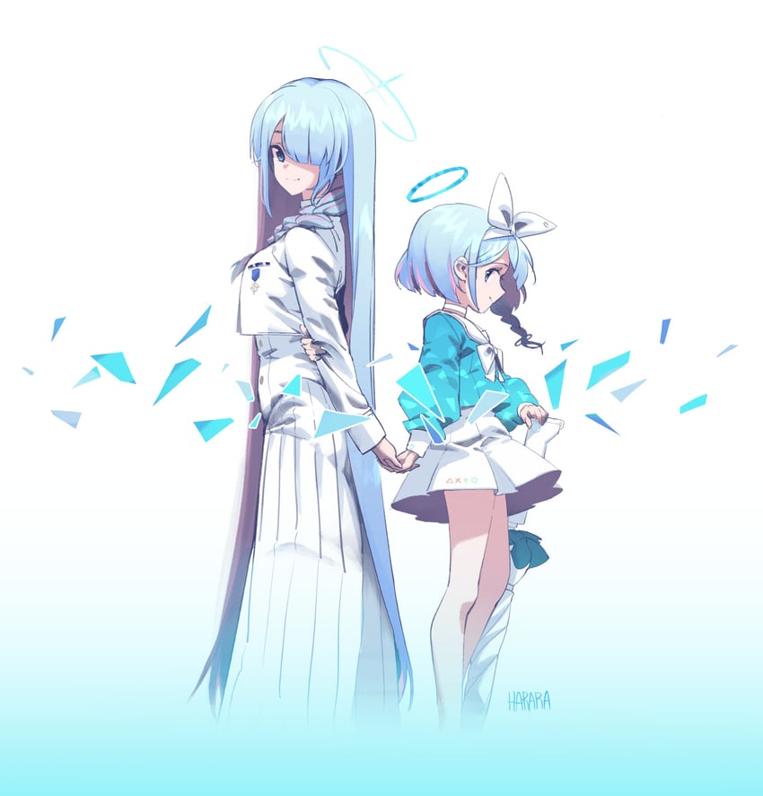 arona, general student council president, and kohara konomi (blue archive) drawn by harara_(dbwogks2)