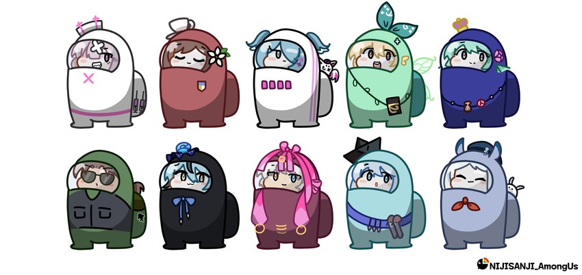 elira pendora, sukoya kana, pomu rainpuff, finana ryugu, crewmate, and 7 more (nijisanji and 5 more) drawn by ryuryuyangyang