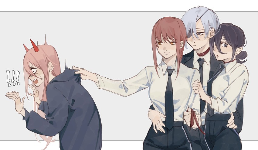 makima, power, reze, and quanxi (chainsaw man) drawn by blackhiro6