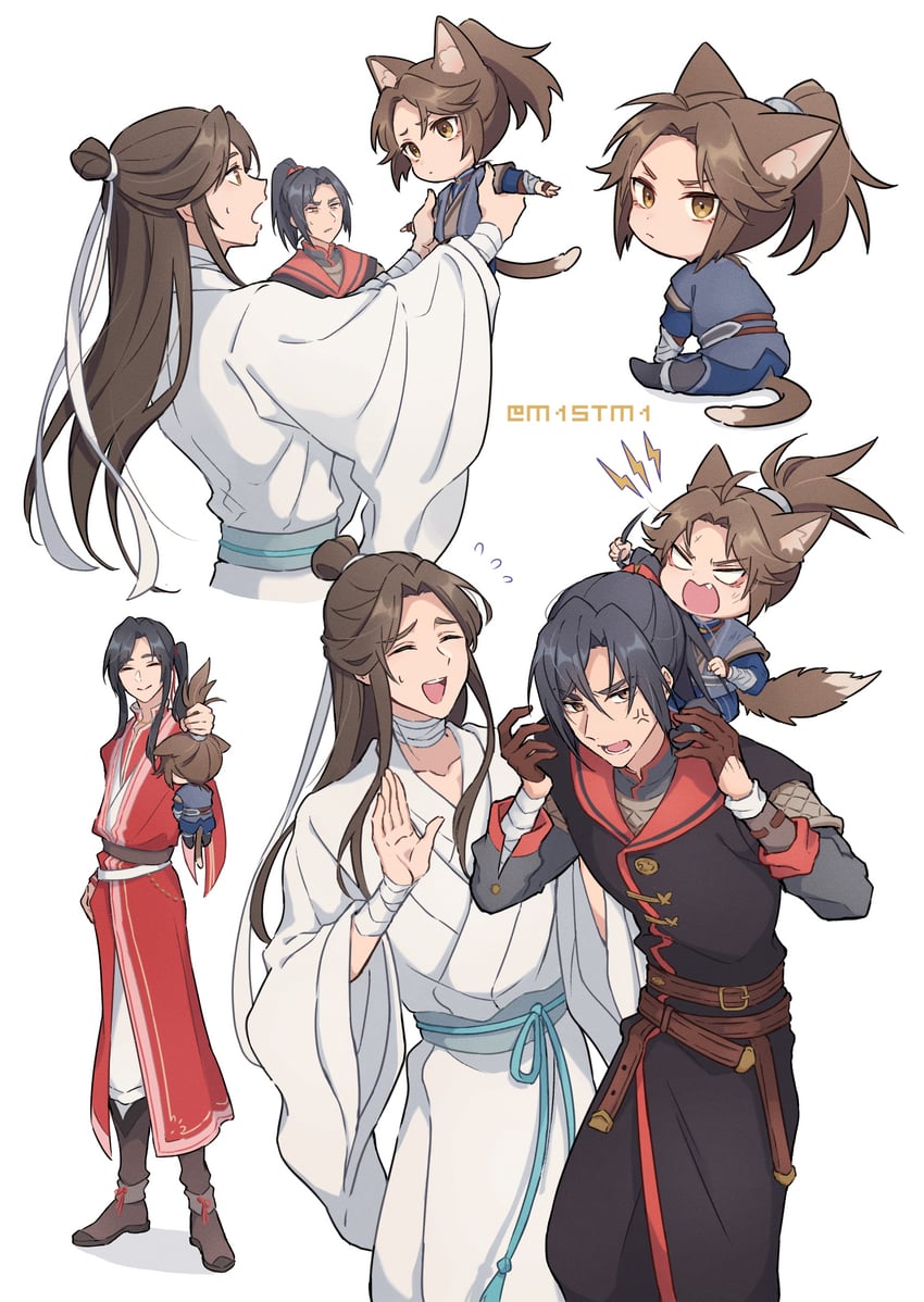 xie lian, hua cheng, san lang, fu yao, and nan feng (tianguan cifu) drawn by m1stm1
