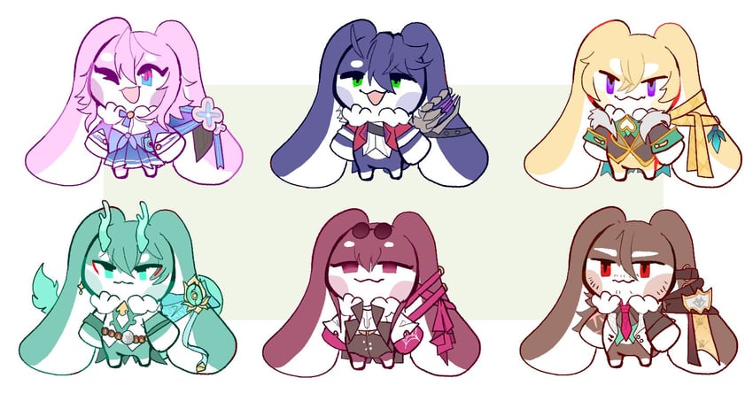 kafka, march 7th, aventurine, dan heng, pom-pom, and 2 more (honkai and 1 more) drawn by pikaiscool