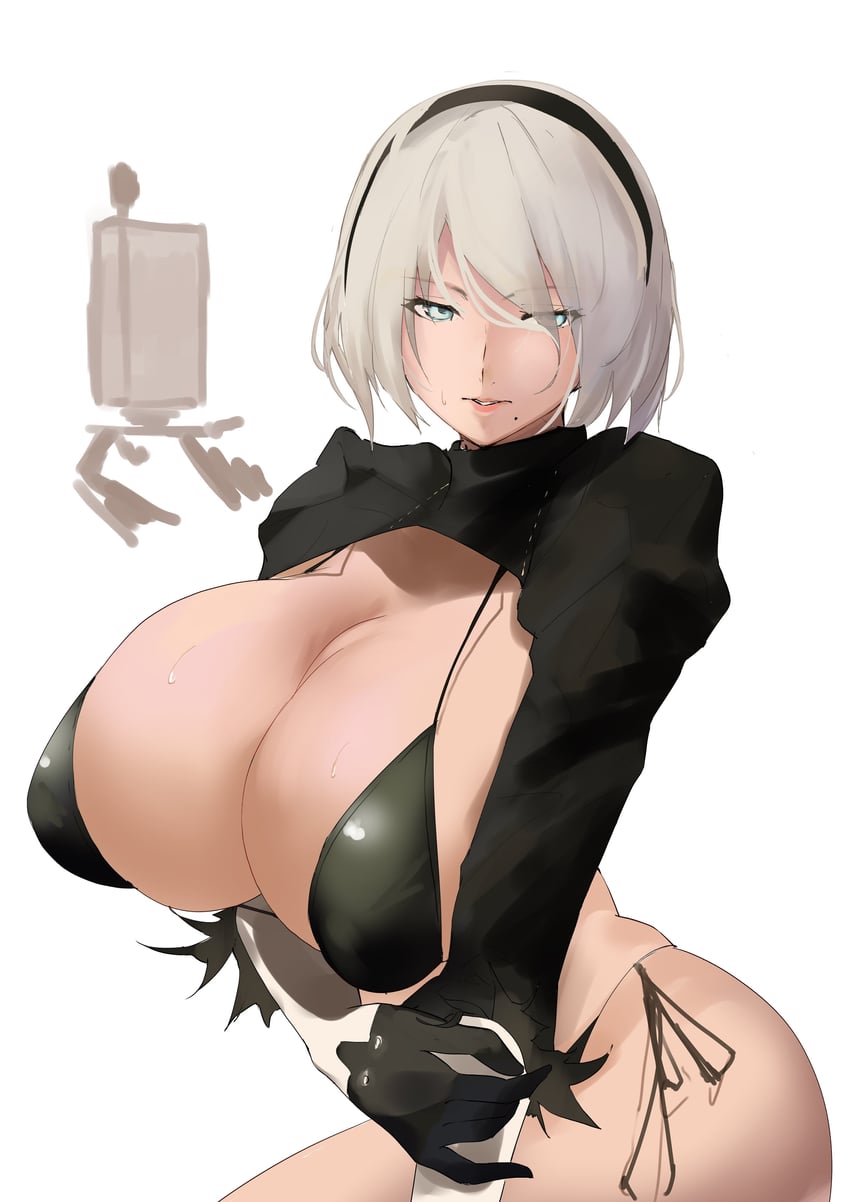 2b and pod (nier and 1 more) drawn by s4ika
