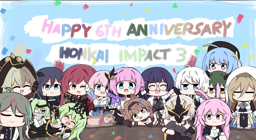 elysia, march 7th, fu hua, yae sakura, mobius, and 12 more (honkai and 2 more) drawn by marin_liekuriva