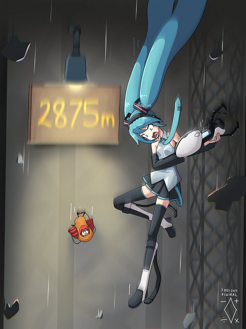 hatsune miku, kasane teto, glados, and pearto (vocaloid and 3 more) drawn by digiral