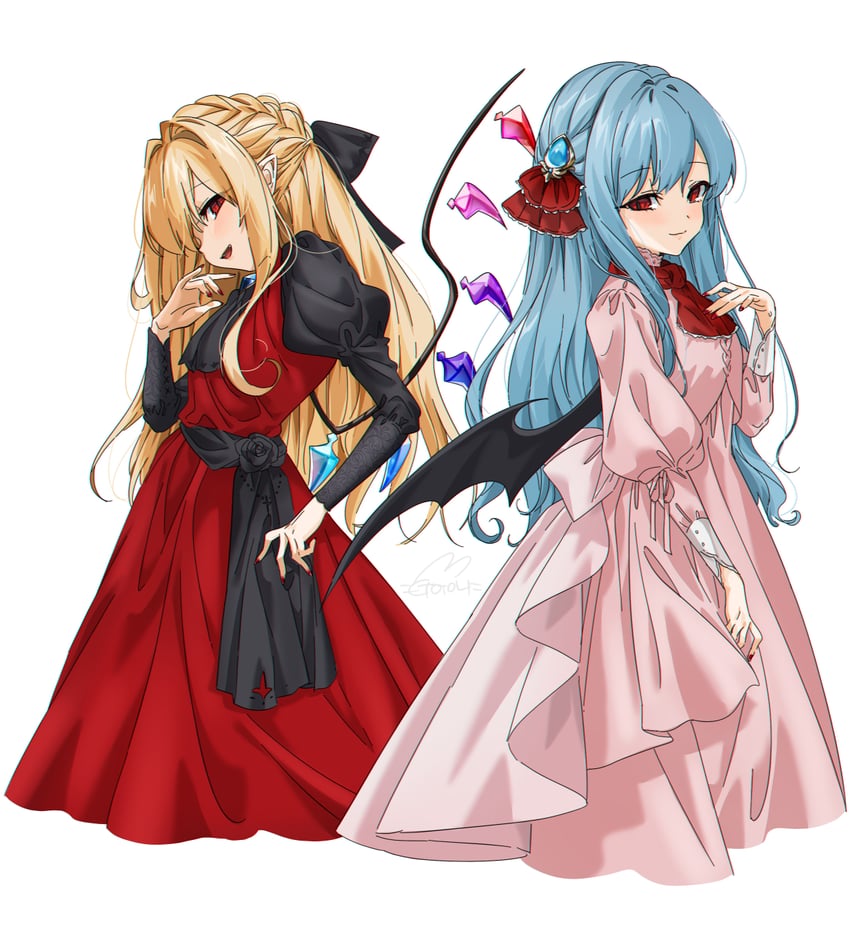 remilia scarlet and flandre scarlet (touhou) drawn by gotoh_(nekocat)