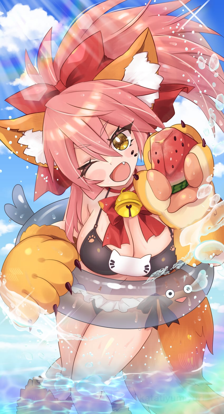 tamamo and tamamo cat (fate and 1 more) drawn by katachi_yumiyuri