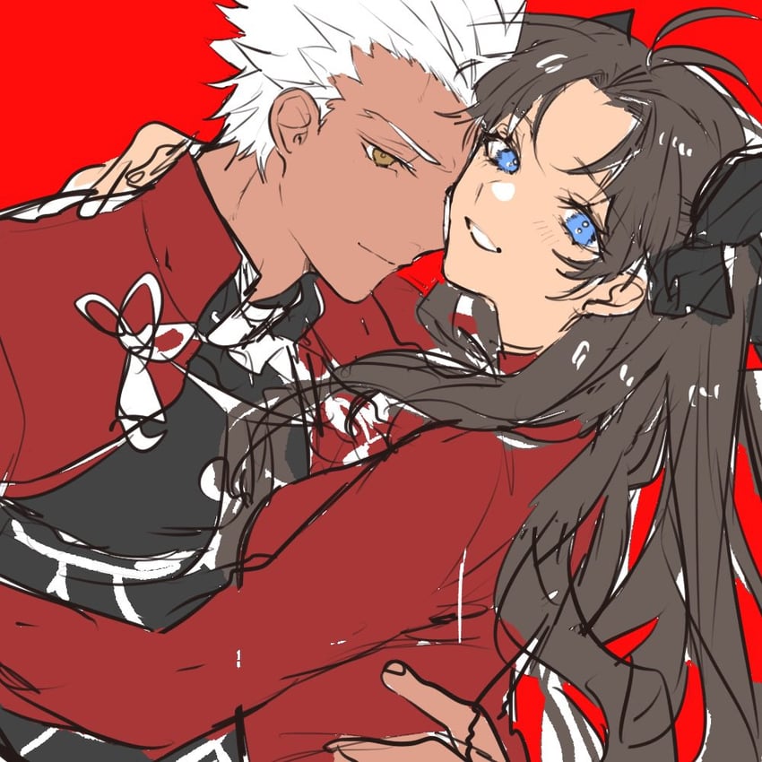 tohsaka rin and archer (fate and 1 more) drawn by shimatori_(sanyyyy)
