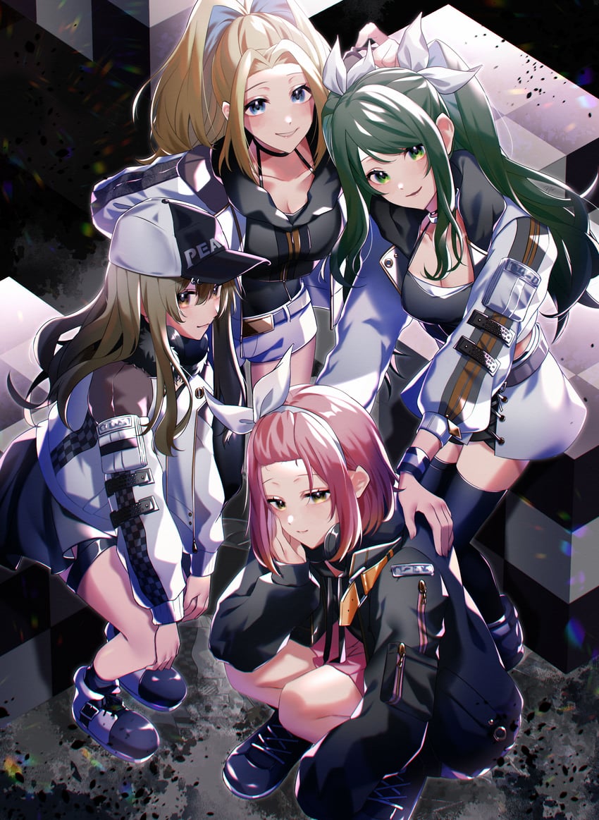 yamate kyouko, inuyose shinobu, shimizu esora, and sasago jennifer yuka (d4dj) drawn by om_rm1101