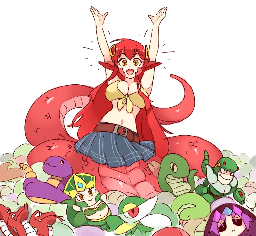 snivy, miia, ekans, cassiopeia, snake man, and 2 more (pokemon and 7 more) drawn by rtil