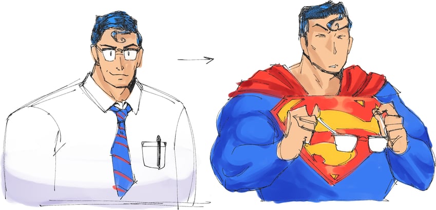 superman and clark kent (dc comics and 1 more) drawn by ratf