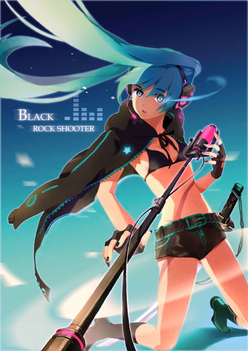 hatsune miku and black rock shooter (vocaloid and 1 more) drawn by tiru