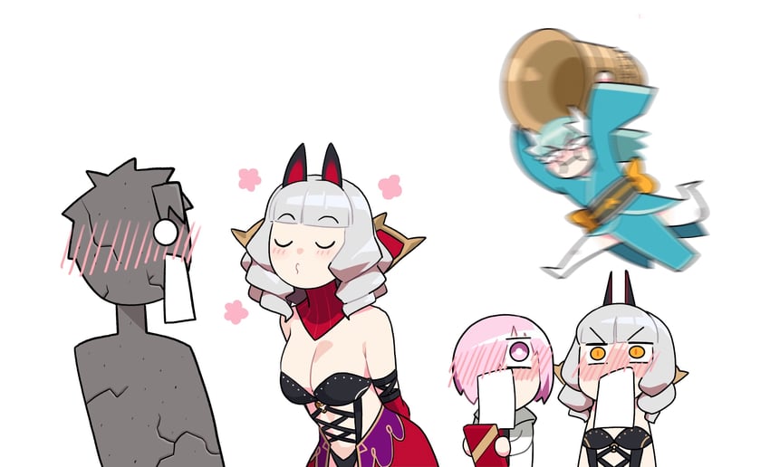 mash kyrielight, fujimaru ritsuka, kiyohime, carmilla, and carmilla alter (fate and 1 more) drawn by monkey_jon