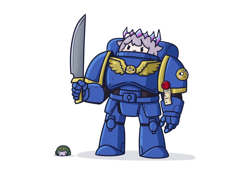 koseki bijou and adeptus astartes (hololive and 2 more) drawn by phdpigeon