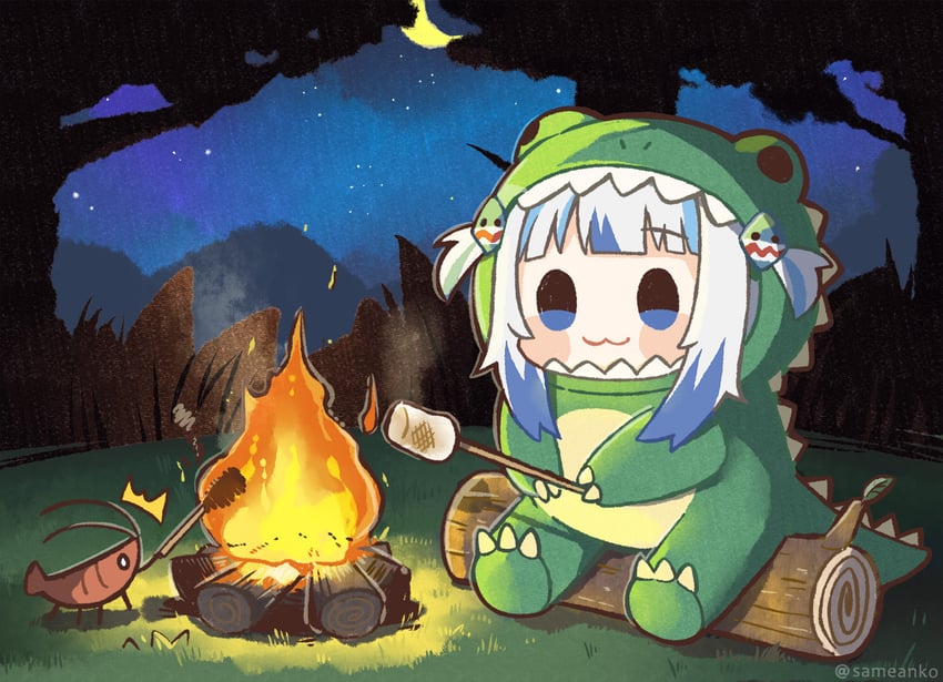 gawr gura and ebi-chan (hololive and 1 more) drawn by same_anko