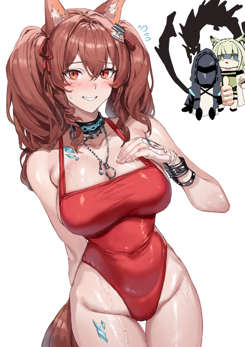 doctor, kal'tsit, angelina, and mon3tr (arknights) drawn by molyb