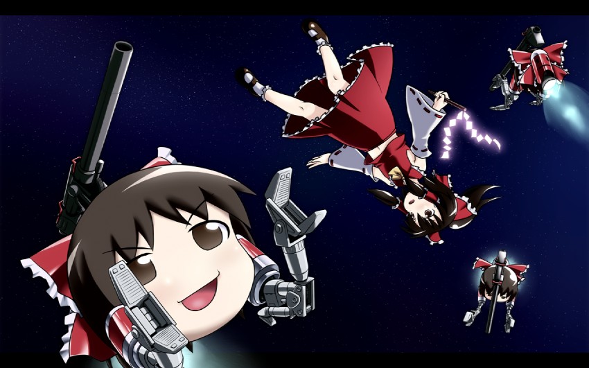 hakurei reimu and ball (touhou and 2 more) drawn by kusaba_(kusabashiki)