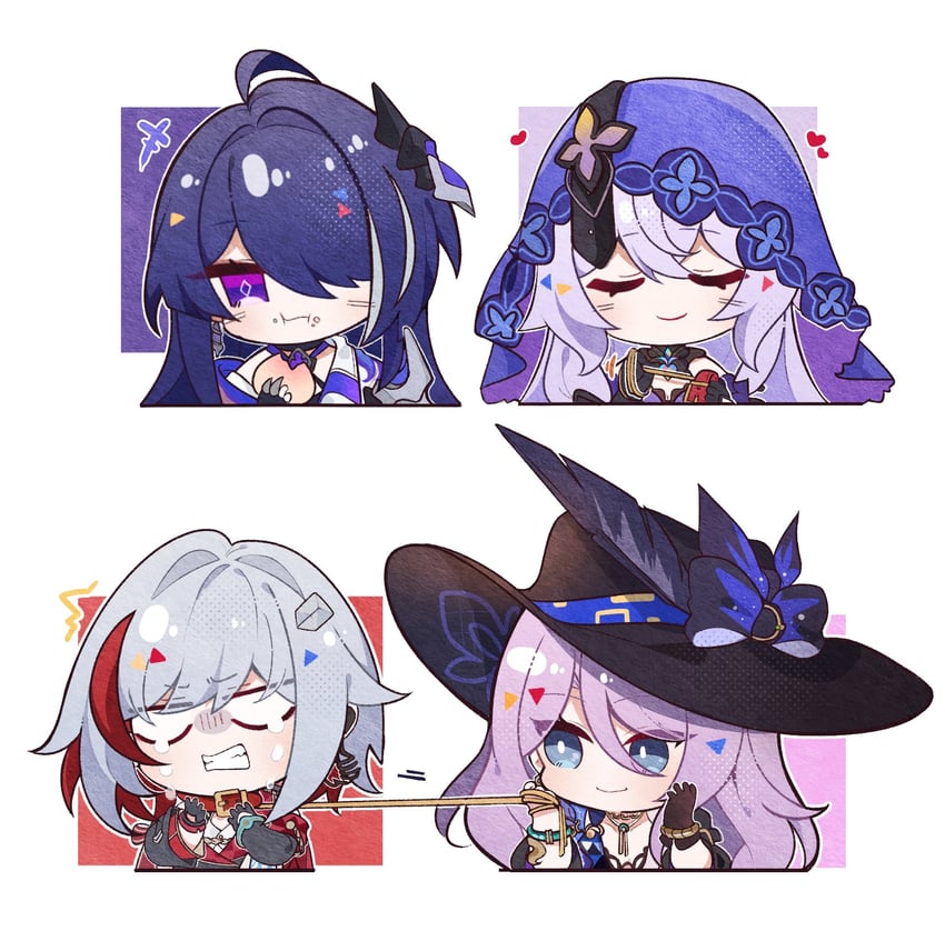 acheron, black swan, topaz, and jade (honkai and 1 more) drawn by cheschorv