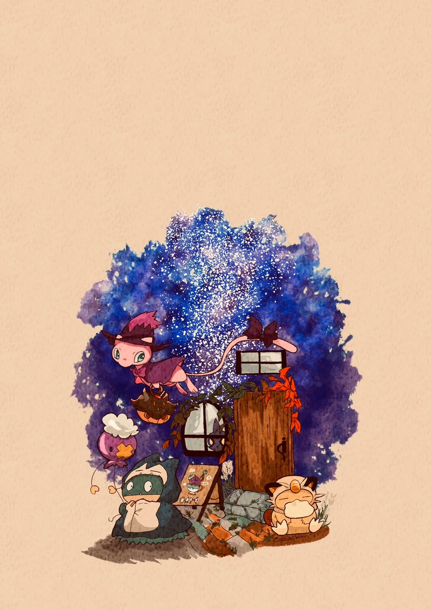 meowth, mew, snorlax, psyduck, drifloon, and 10 more (pokemon) drawn by zozozoshion