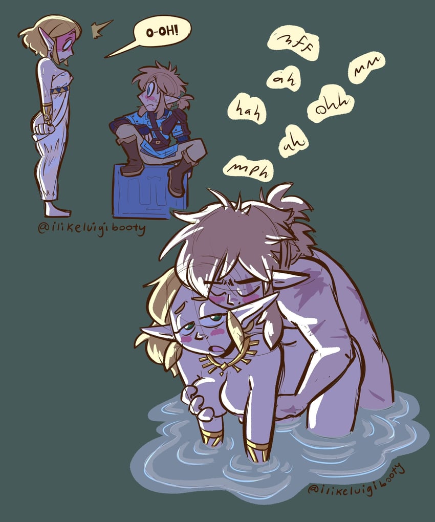link and princess zelda (the legend of zelda and 1 more) drawn by ilikeluigibooty