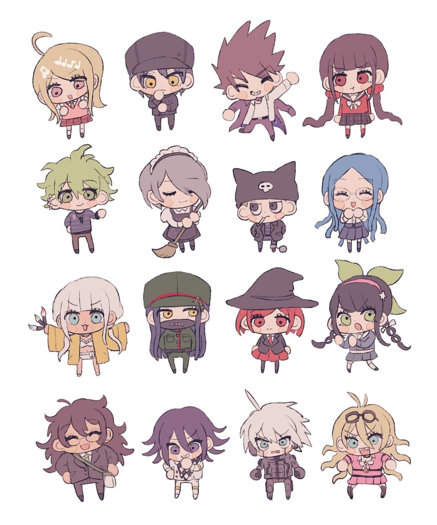 oma kokichi, saihara shuichi, akamatsu kaede, harukawa maki, momota kaito, and 11 more (danganronpa and 1 more) drawn by mizu_kuki