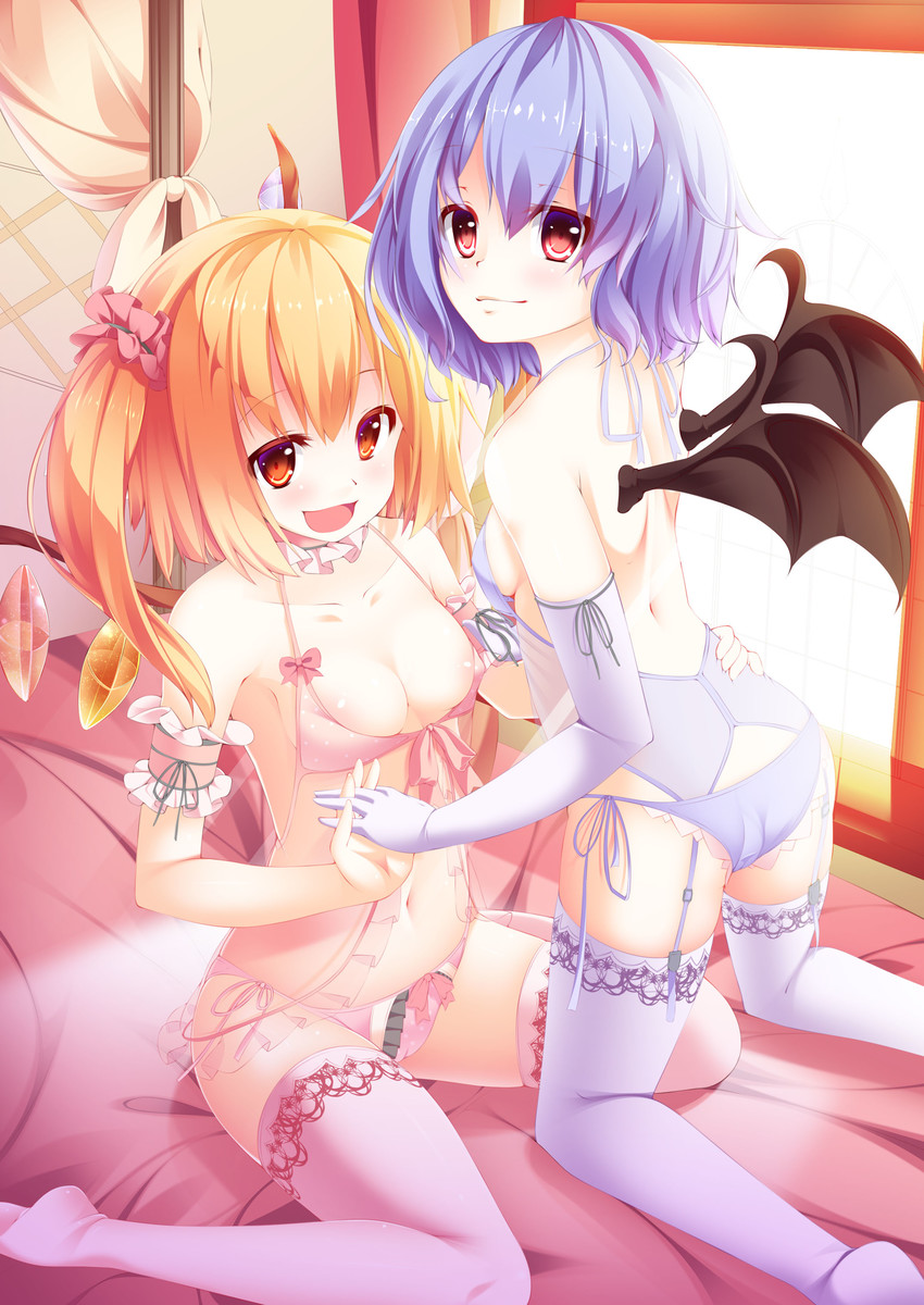 remilia scarlet and flandre scarlet (touhou) drawn by kur_(kur0320)