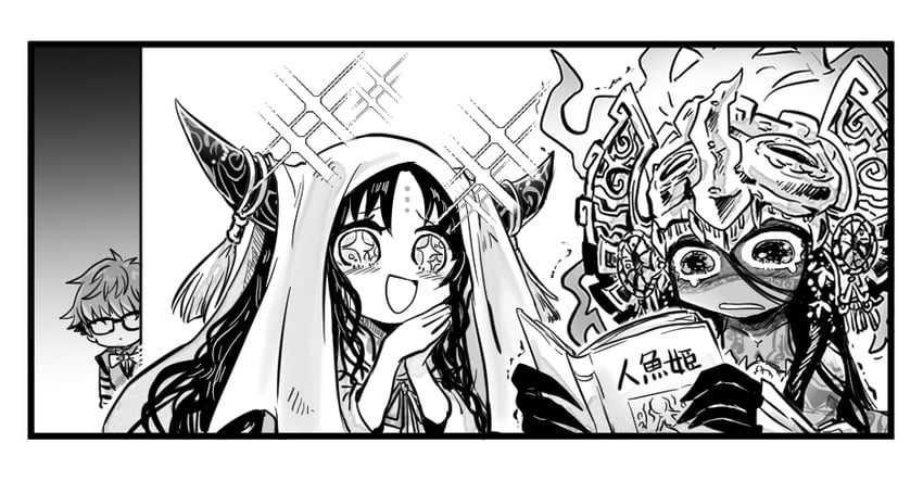 sessyoin kiara, hans christian andersen, and camazotz (fate and 2 more) drawn by senka-san
