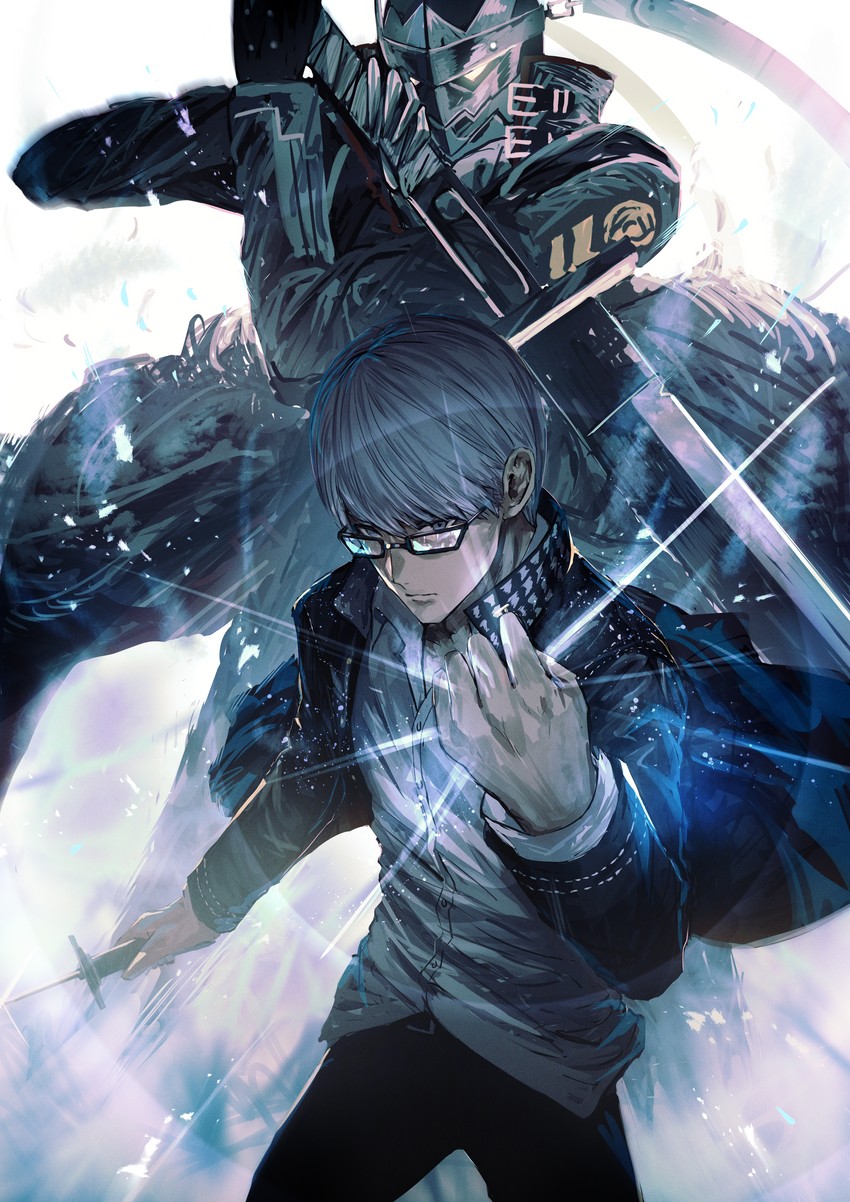 narukami yu and izanagi (persona and 1 more) drawn by misaki_nonaka