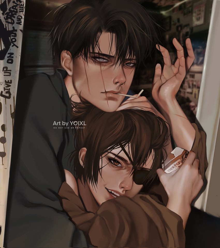 levi and hange zoe (shingeki no kyojin) drawn by yoixl
