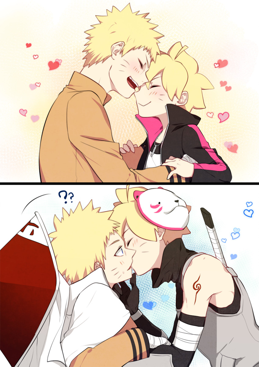 uzumaki naruto and uzumaki boruto (naruto) drawn by nipye