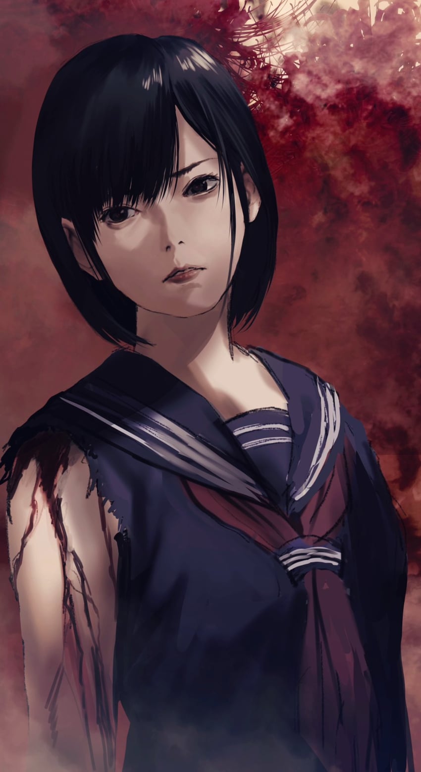 shimizu hinako (silent hill and 1 more) drawn by gauss_<bokashi