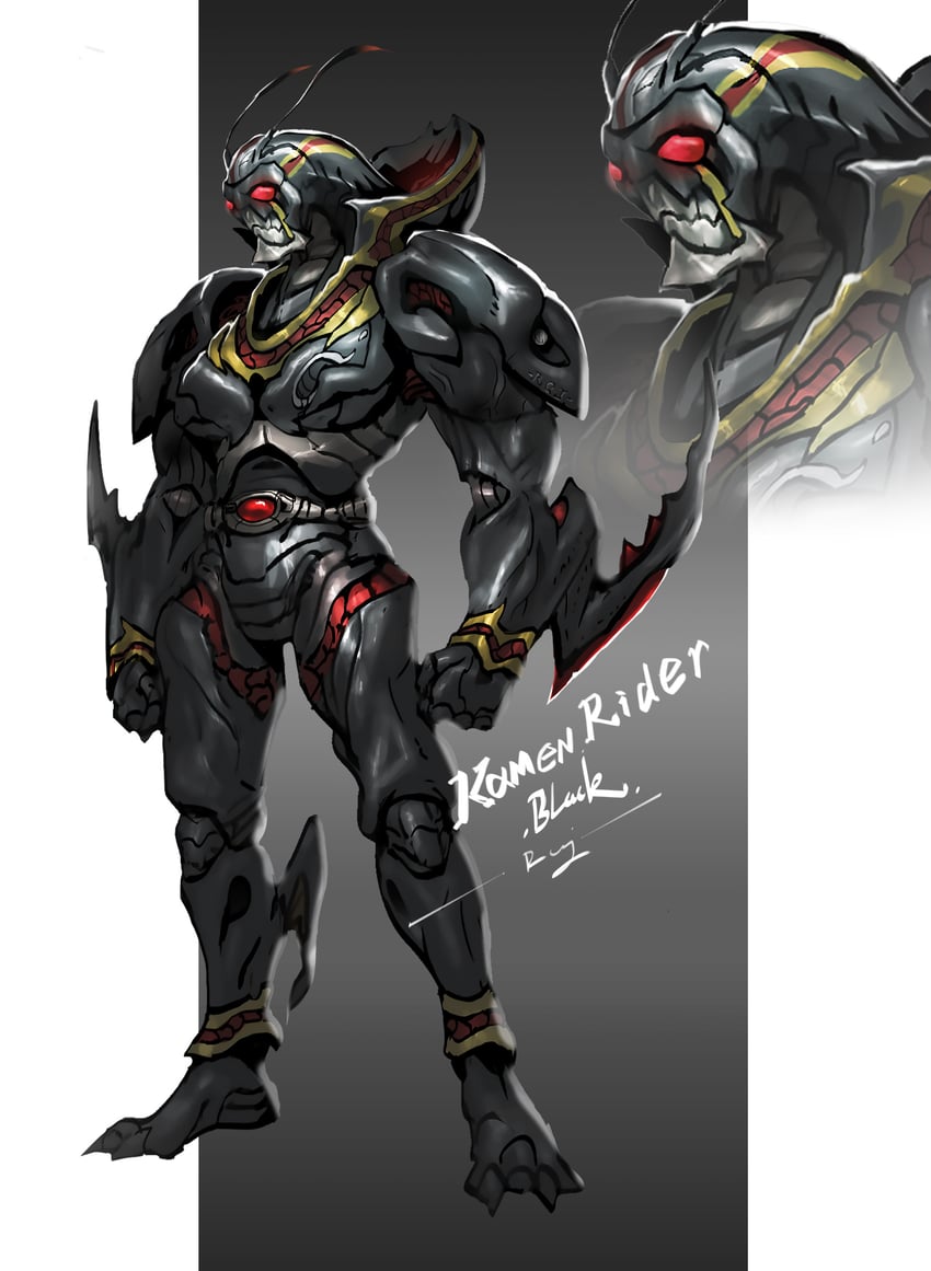 kamen rider black (kamen rider and 1 more) drawn by rcj