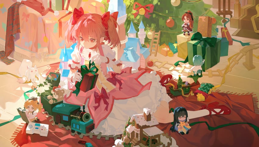 akemi homura, kaname madoka, miki sayaka, sakura kyoko, tomoe mami, and 1 more (mahou shoujo madoka magica) drawn by tusi22