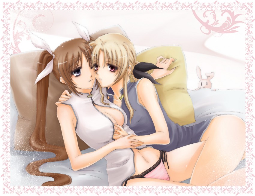 fate testarossa and takamachi nanoha (lyrical nanoha and 1 more) drawn by lina_(interlude)