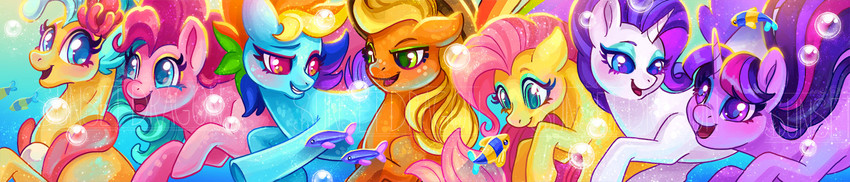 twilight sparkle, fluttershy, rainbow dash, pinkie pie, applejack, and 2 more (my little pony and 2 more) drawn by sunset_dragon
