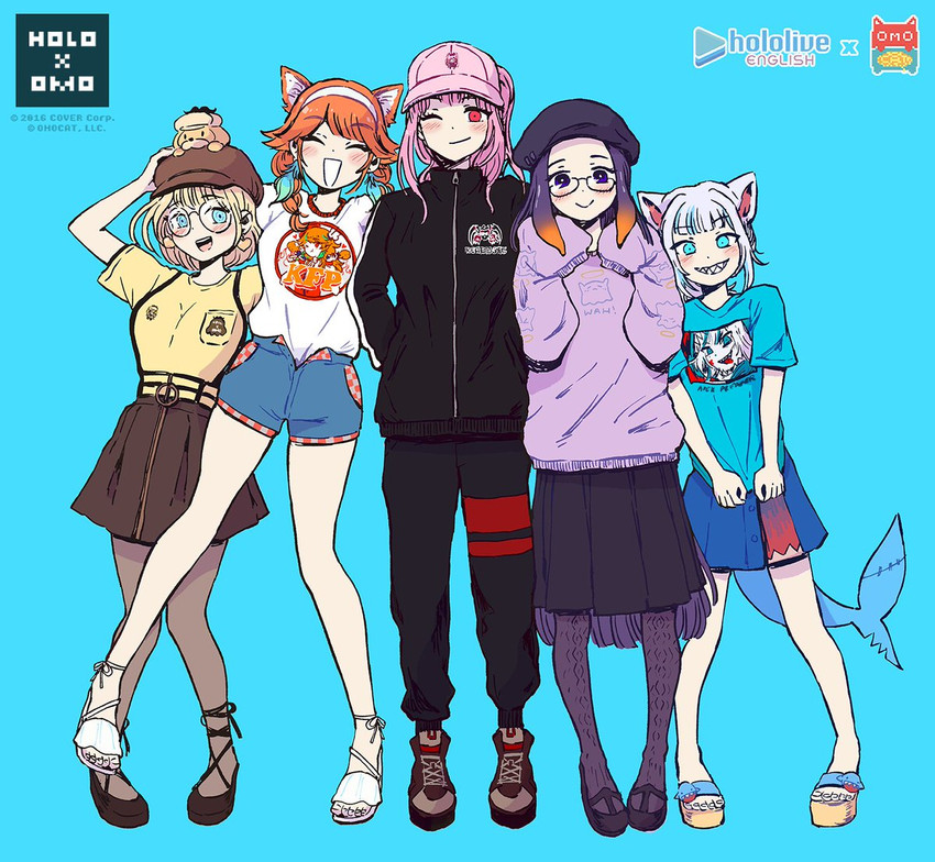 gawr gura, mori calliope, ninomae ina'nis, takanashi kiara, watson amelia, and 2 more (hololive and 1 more) drawn by omocat