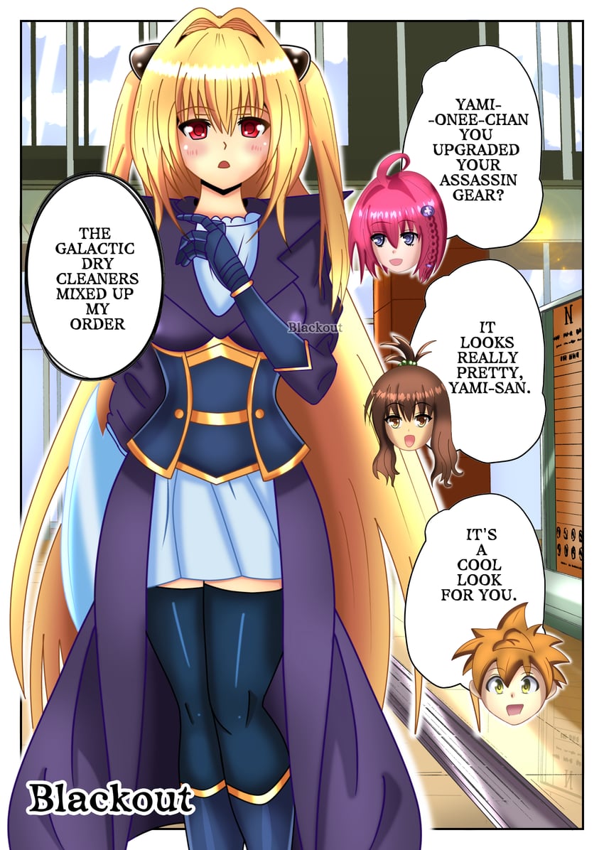 konjiki no yami, yuuki mikan, yuuki rito, kurosaki mea, and lala (to love-ru and 2 more) drawn by the_blackout