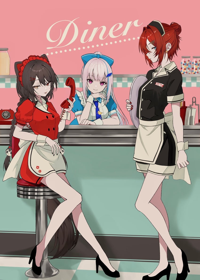 lize helesta, ange katrina, and inui toko (nijisanji) drawn by haruwo