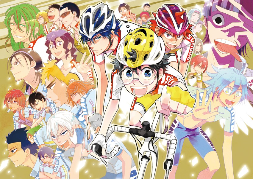manami sangaku, onoda sakamichi, naruko shoukichi, and imaizumi shunsuke (yowamushi pedal) drawn by sakatamai