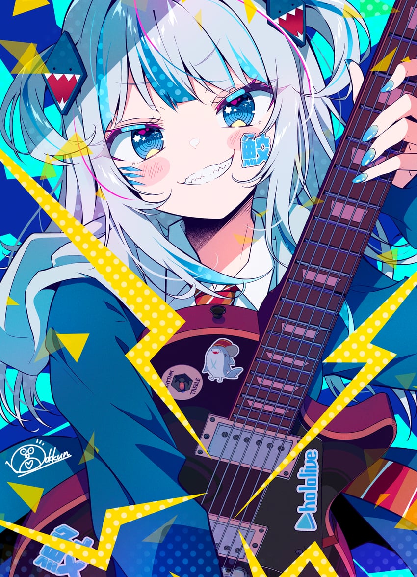 gawr gura and bloop (hololive and 1 more) drawn by ichijo_rei