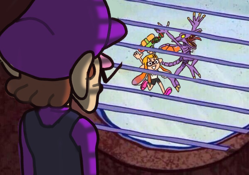 inkling player character, inkling girl, waluigi, and ridley (splatoon and 5 more) drawn by roselph