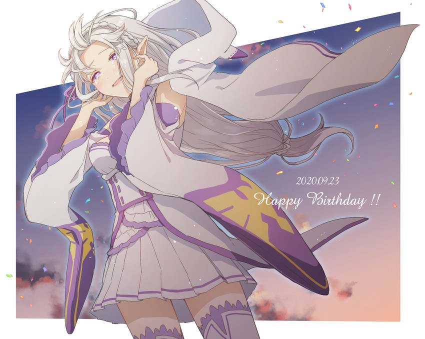emilia (re:zero kara hajimeru isekai seikatsu) drawn by shake_sawa