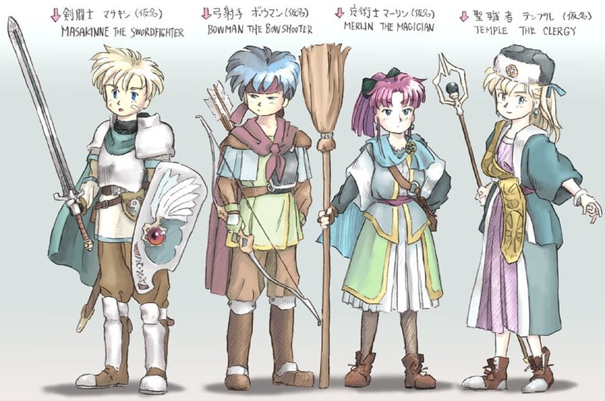 arche klein, mint adenade, cress albane, and chester burklight (tales of and 1 more) drawn by inagaki_yoshiaki