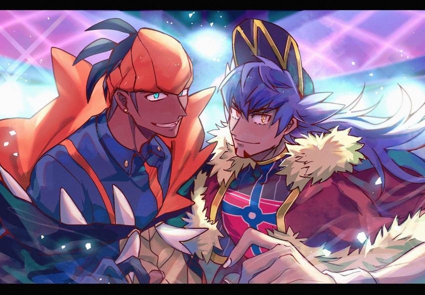 leon and raihan (pokemon and 1 more) drawn by chiyo_(miichiyochin)